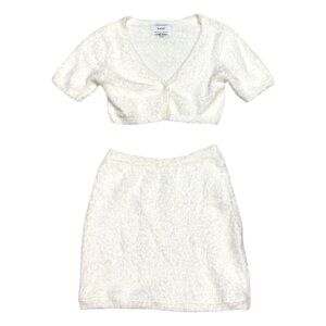 SABO Australia Designer Fuzzy Cute White Matching Set Skirt & Top Womens XS
